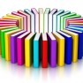 Foto mit Büchern im Kreis